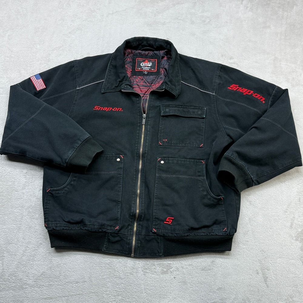 Snap-on Choko Work Jacket Mens XL Black Canvas Quilted Embroidered Bomber